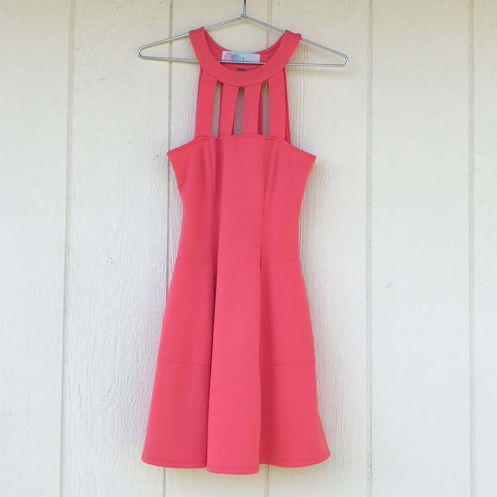 Coral minidress with pockets